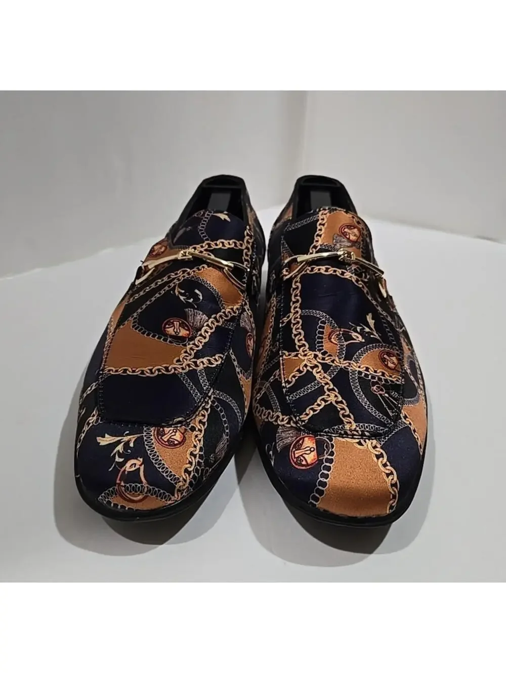 ASOS DESIGN Loafers Men's Size 10 Blue Gold Chain Pattern Shoes